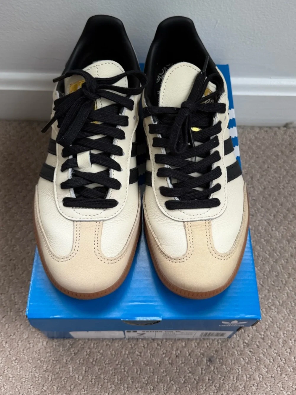 Adidas Women's Cream Black Samba Sneakers - Picture 3 of 13